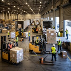 A Cross-docking image of people working