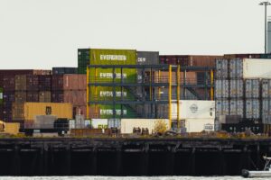 freight sitting on a dock